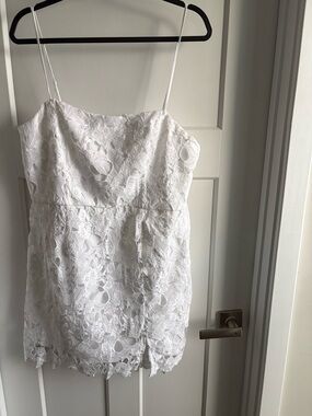 Francesca's White Lace Mini Dress with Floral Cutouts